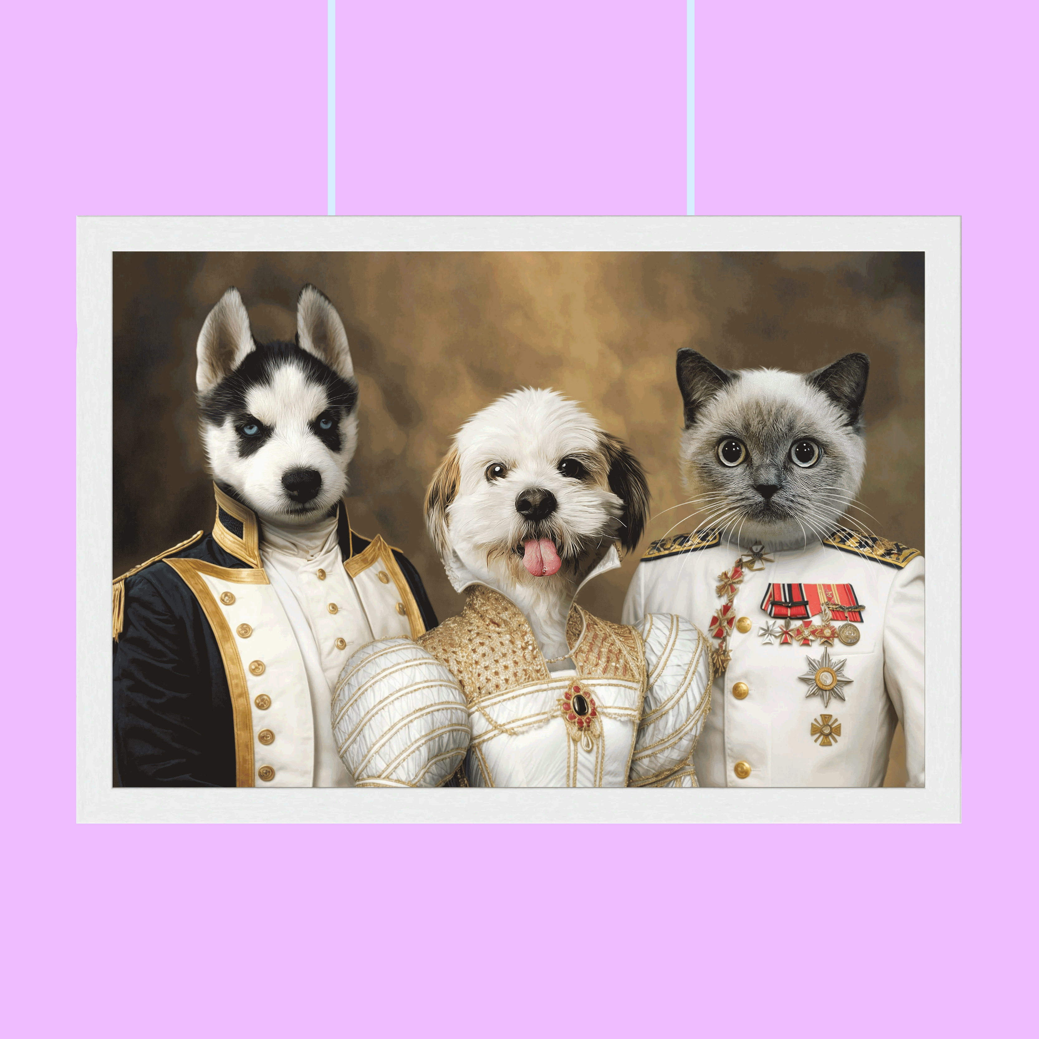 Regal Trio – Custom Multi-Pet Portrait
